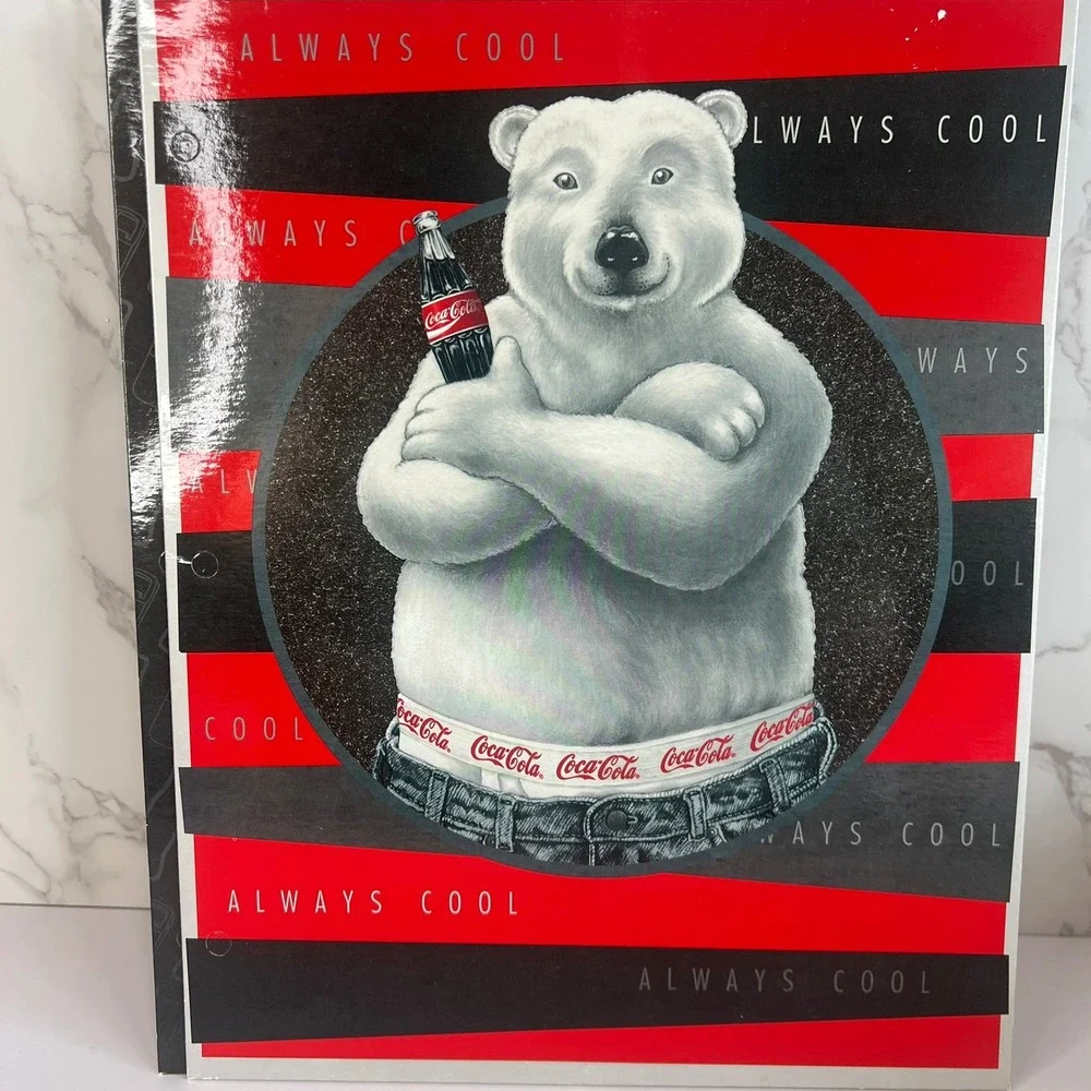 Vintage 1995 Coca-Cola Polar Bear Always‎ Cool Folders Set of 3 Y2K 3-Hole Punch